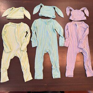 🐰🌸 Little Bunny Zip-Up Onesies – Soft Feel – Pastel Set of 3 – Unisex - Easter